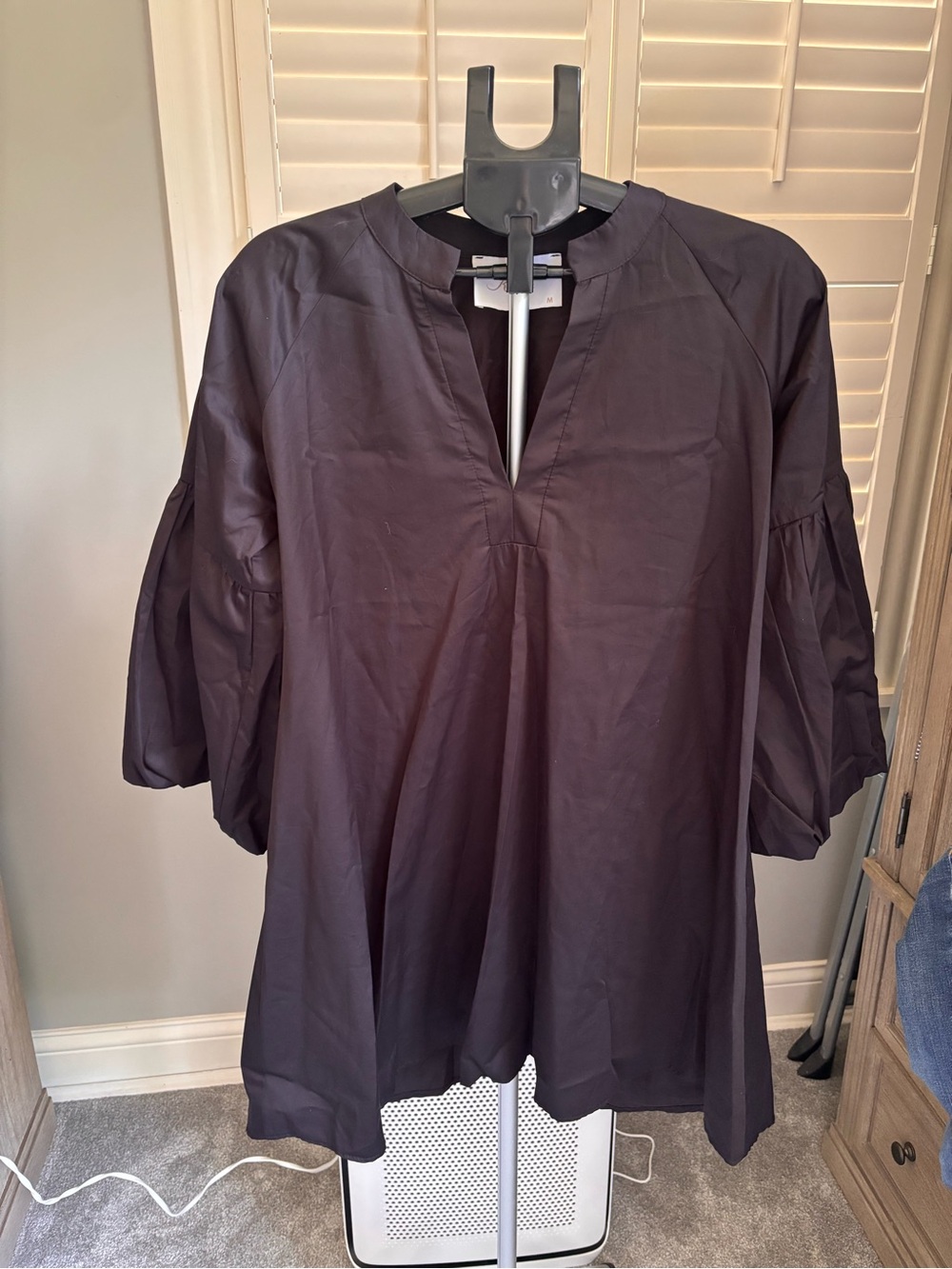 Kasia V-Neck Bell Sleeve Women's Dress - Black